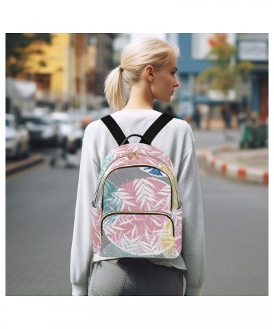 Blue Leaf Pattern Women's Backpack Wallet Casual Small Backpack Fashion Women's Travel Bag School Backpack Color260 Medium $1...