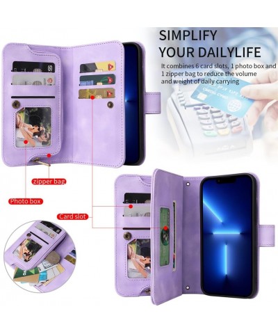 for Google Pixel 6 Phone Case Protector Multi Card Zipper Wallet Insert Card Oblique Straddle Bag (Color : Purple, Size : Pix...