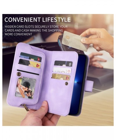 for Google Pixel 6 Phone Case Protector Multi Card Zipper Wallet Insert Card Oblique Straddle Bag (Color : Purple, Size : Pix...