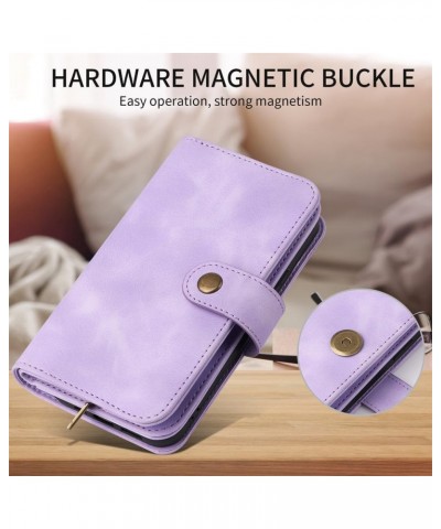 for Google Pixel 6 Phone Case Protector Multi Card Zipper Wallet Insert Card Oblique Straddle Bag (Color : Purple, Size : Pix...