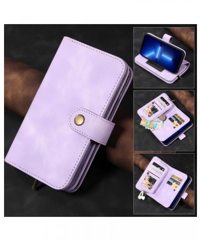 for Google Pixel 6 Phone Case Protector Multi Card Zipper Wallet Insert Card Oblique Straddle Bag (Color : Purple, Size : Pix...