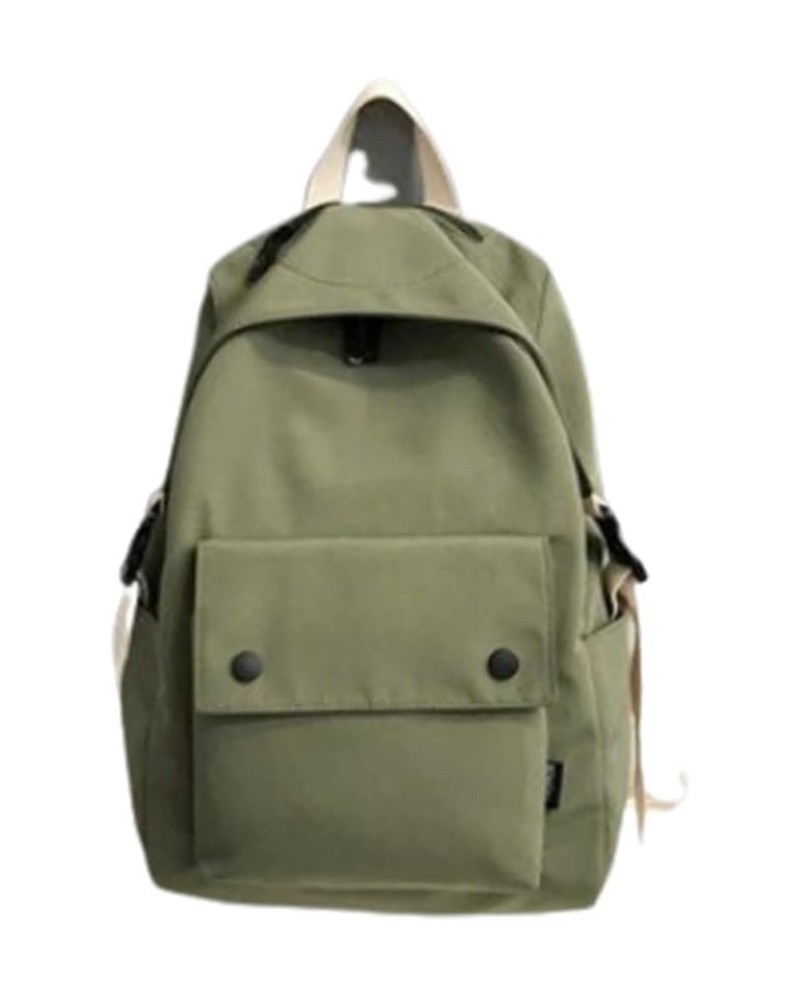 Casual Waterproof Large Capacity Solid Color Backpack Retro Simplebag (Green+Toy) Green+toy $17.92 Backpacks