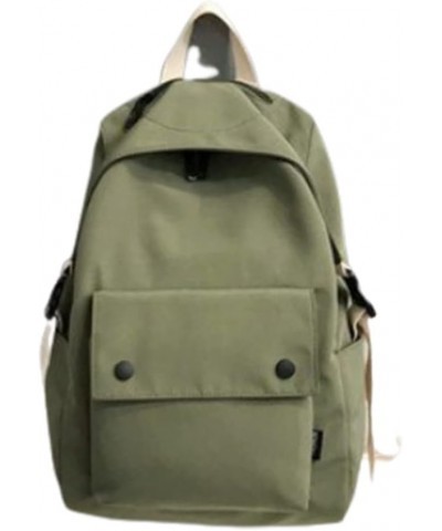 Casual Waterproof Large Capacity Solid Color Backpack Retro Simplebag (Green+Toy) Green+toy $17.92 Backpacks