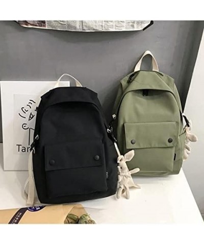 Casual Waterproof Large Capacity Solid Color Backpack Retro Simplebag (Green+Toy) Green+toy $17.92 Backpacks