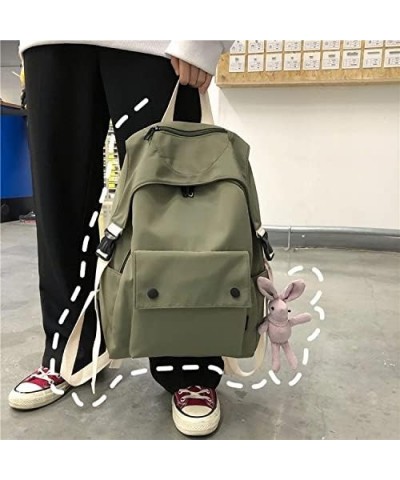 Casual Waterproof Large Capacity Solid Color Backpack Retro Simplebag (Green+Toy) Green+toy $17.92 Backpacks