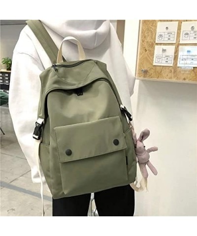 Casual Waterproof Large Capacity Solid Color Backpack Retro Simplebag (Green+Toy) Green+toy $17.92 Backpacks