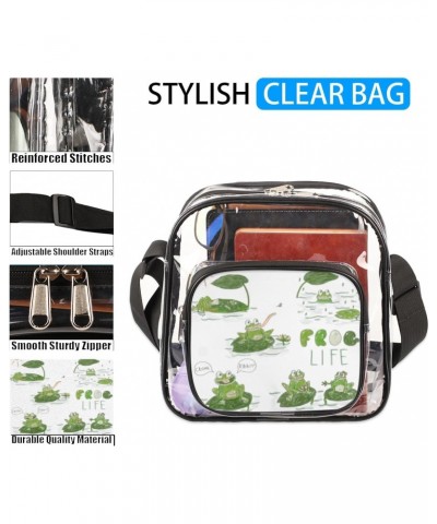 Clear Crossbody Bag Frog Life Stadiums Approved Clear Messenger Shoulder Bag with Adjustable Strap for Work, Travel, Concerts...