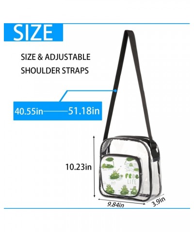 Clear Crossbody Bag Frog Life Stadiums Approved Clear Messenger Shoulder Bag with Adjustable Strap for Work, Travel, Concerts...