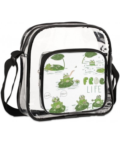 Clear Crossbody Bag Frog Life Stadiums Approved Clear Messenger Shoulder Bag with Adjustable Strap for Work, Travel, Concerts...