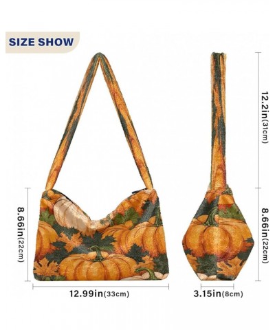 Flower on Black with Watercolor Shoulder Handbags, Crossbody Bookbag for Women, Autumn Handbags Autumn Pumpkins With Leaves-8...