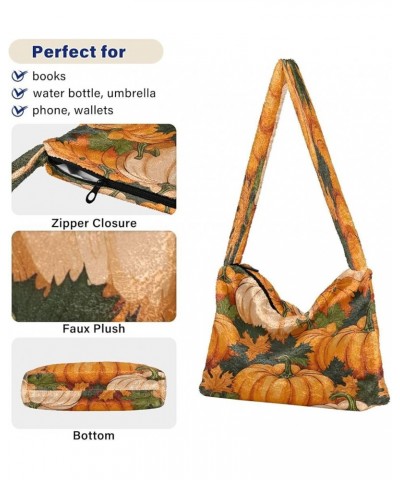 Flower on Black with Watercolor Shoulder Handbags, Crossbody Bookbag for Women, Autumn Handbags Autumn Pumpkins With Leaves-8...