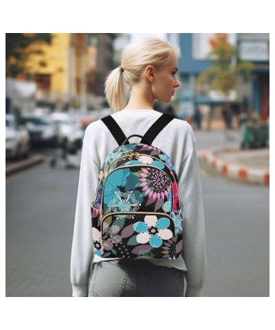 Abstract Colorful Floral Butterfly Mini Backpack Purse for Women Travel Bag Fashion Daypack Back Pack Shoulder Bag Multicolor...