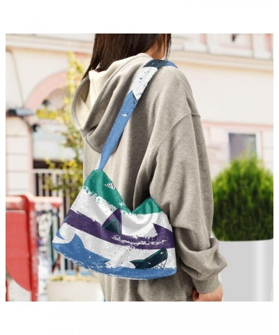 Shark Shoulder Tote Bags for Women Furry Crossbody bag Hobo Handbag Purses for Travel College Work $8.40 Totes