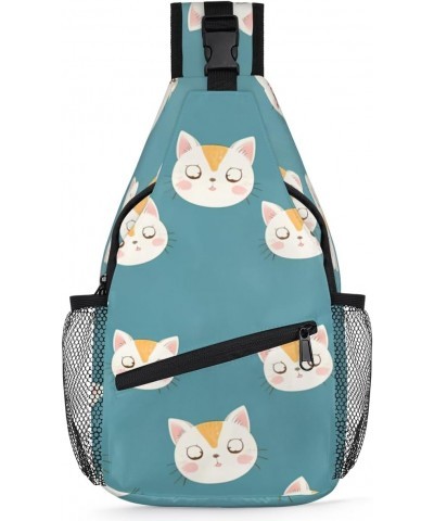 Cat Head Cute Sling Bag Adjustable Sling Backpack Crossbody Shoulder Backpack Anti-theft Rope Chest Shoulder Daypack for Trav...