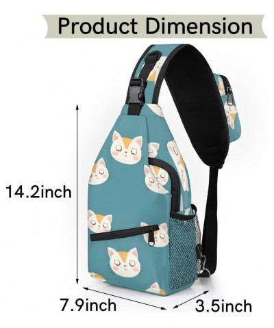 Cat Head Cute Sling Bag Adjustable Sling Backpack Crossbody Shoulder Backpack Anti-theft Rope Chest Shoulder Daypack for Trav...