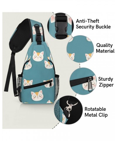 Cat Head Cute Sling Bag Adjustable Sling Backpack Crossbody Shoulder Backpack Anti-theft Rope Chest Shoulder Daypack for Trav...