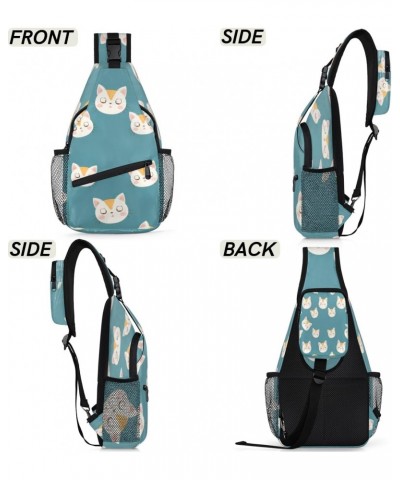 Cat Head Cute Sling Bag Adjustable Sling Backpack Crossbody Shoulder Backpack Anti-theft Rope Chest Shoulder Daypack for Trav...