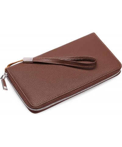 Womens Wallet RFID Blocking Leather Zip Around Wallet Large Capacity Long Purse Credit Card Clutch Wristlet A29 Dark Brown $1...