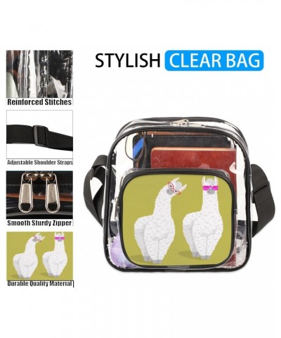 Funny Llama Alpaca Clear Crossbody Bag Stadiums Approved Clear Messenger Shoulder Bag with Adjustable Strap for Work, Travel,...