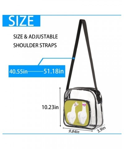 Funny Llama Alpaca Clear Crossbody Bag Stadiums Approved Clear Messenger Shoulder Bag with Adjustable Strap for Work, Travel,...