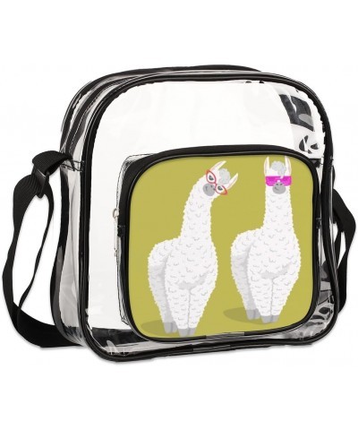 Funny Llama Alpaca Clear Crossbody Bag Stadiums Approved Clear Messenger Shoulder Bag with Adjustable Strap for Work, Travel,...