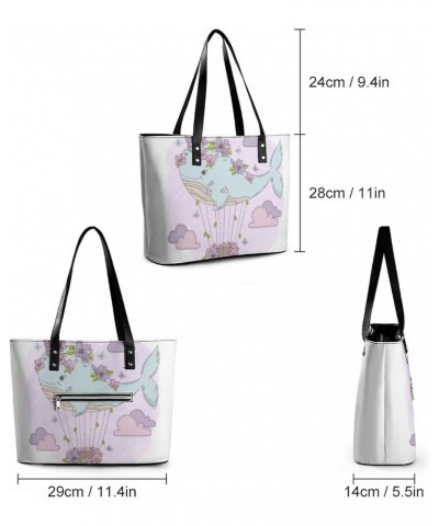 Womens Handbag Whale Unicorn Leather Tote Bag Top Handle Satchel Bags For Lady $16.45 Totes