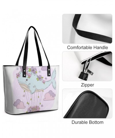 Womens Handbag Whale Unicorn Leather Tote Bag Top Handle Satchel Bags For Lady $16.45 Totes