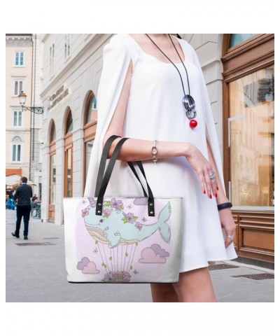 Womens Handbag Whale Unicorn Leather Tote Bag Top Handle Satchel Bags For Lady $16.45 Totes