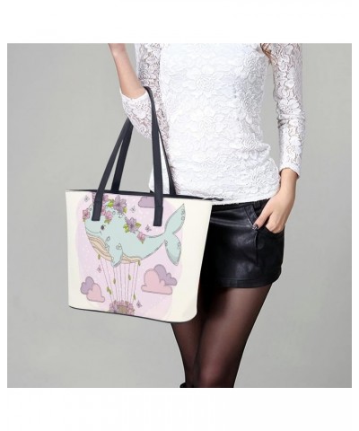 Womens Handbag Whale Unicorn Leather Tote Bag Top Handle Satchel Bags For Lady $16.45 Totes