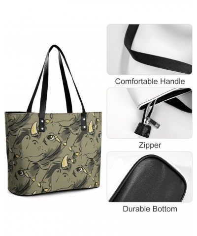 Womens Handbag Rhino Leather Tote Bag Top Handle Satchel Bags For Lady $14.70 Totes