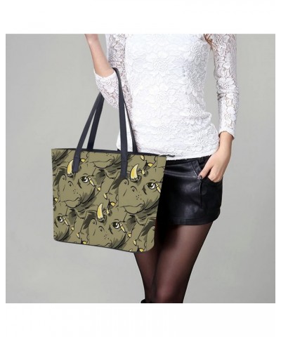 Womens Handbag Rhino Leather Tote Bag Top Handle Satchel Bags For Lady $14.70 Totes