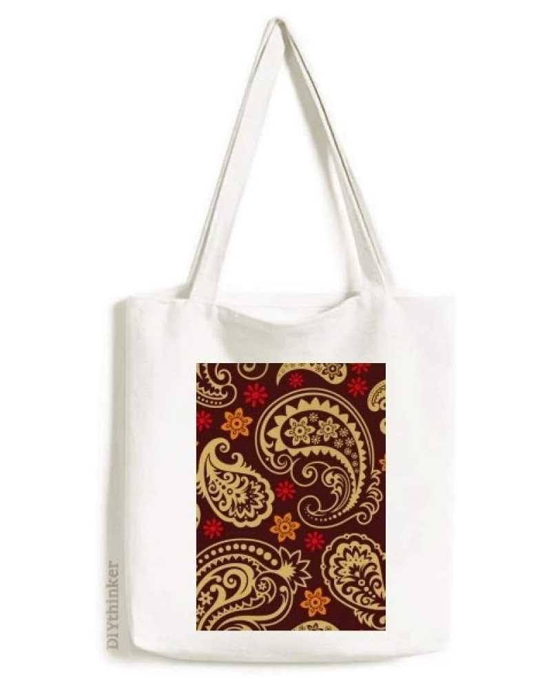 Printing Repeat Cloth Brown Colorful Art Tote Canvas Bag Shopping Satchel Casual Handbag $15.50 Totes