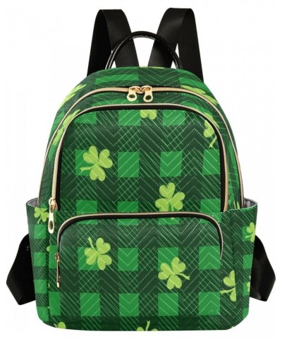 Shamrock Buffalo Plaid Women Backpack Purse Ladies Fashion Shoulder Bag Daypack Travel Bag 10L Medium $19.59 Backpacks