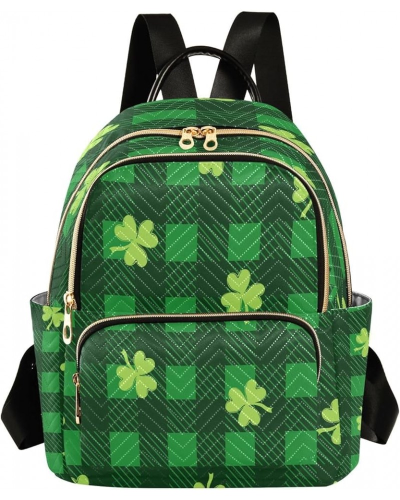 Shamrock Buffalo Plaid Women Backpack Purse Ladies Fashion Shoulder Bag Daypack Travel Bag 10L Medium $19.59 Backpacks