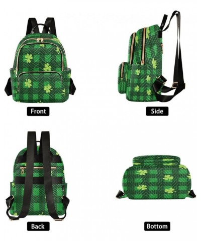 Shamrock Buffalo Plaid Women Backpack Purse Ladies Fashion Shoulder Bag Daypack Travel Bag 10L Medium $19.59 Backpacks