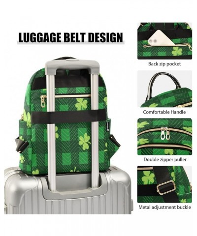 Shamrock Buffalo Plaid Women Backpack Purse Ladies Fashion Shoulder Bag Daypack Travel Bag 10L Medium $19.59 Backpacks