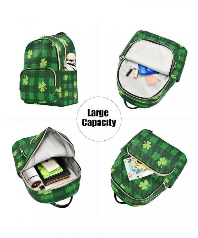 Shamrock Buffalo Plaid Women Backpack Purse Ladies Fashion Shoulder Bag Daypack Travel Bag 10L Medium $19.59 Backpacks