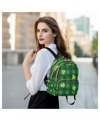 Shamrock Buffalo Plaid Women Backpack Purse Ladies Fashion Shoulder Bag Daypack Travel Bag 10L Medium $19.59 Backpacks