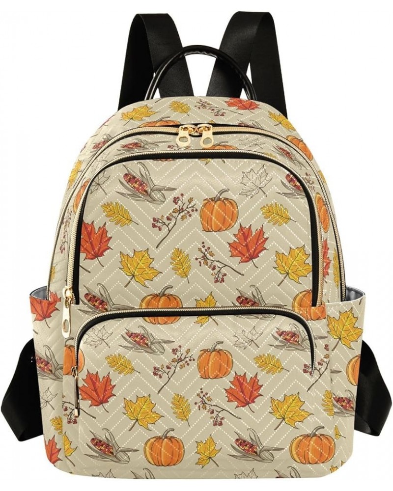 Thanksgiving Golden Maple Pumpkin Corn Casual Fashion Polyester Travel Rucksack Shoulder Bag Color Medium $15.91 Backpacks