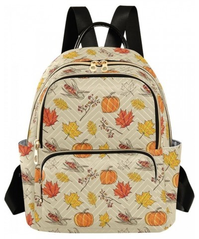 Thanksgiving Golden Maple Pumpkin Corn Casual Fashion Polyester Travel Rucksack Shoulder Bag Color Medium $15.91 Backpacks