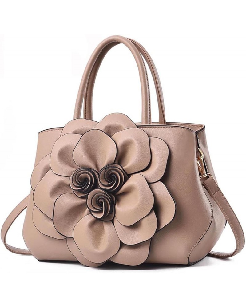 Women's PU Leather Shoulder Bags Fashion Rose Large Capacity Handbags Purses Ladies Bridal Wedding Top Handle Satchel Beige $...