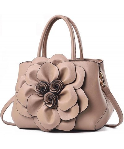 Women's PU Leather Shoulder Bags Fashion Rose Large Capacity Handbags Purses Ladies Bridal Wedding Top Handle Satchel Beige $...