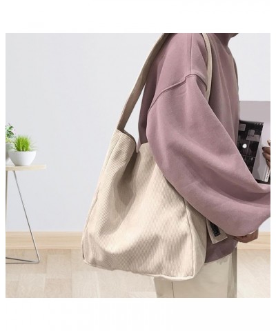 Women Shoulder Bag Crossbody Bag Corduroy Pouch Stylish Lightweight Tote Bag Handbag for Street Spring Vacation Birthday Beig...