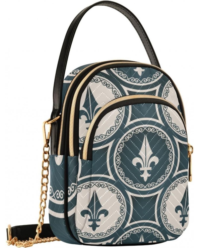 Mardi Gras Cell Phone Purse Classic Fleur De Lis Circle Crossbody Handbag Durable Shoulder Bag Sturdy Travel Pouch Compact Ch...