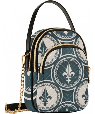 Mardi Gras Cell Phone Purse Classic Fleur De Lis Circle Crossbody Handbag Durable Shoulder Bag Sturdy Travel Pouch Compact Ch...