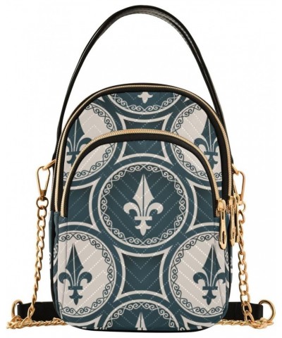 Mardi Gras Cell Phone Purse Classic Fleur De Lis Circle Crossbody Handbag Durable Shoulder Bag Sturdy Travel Pouch Compact Ch...