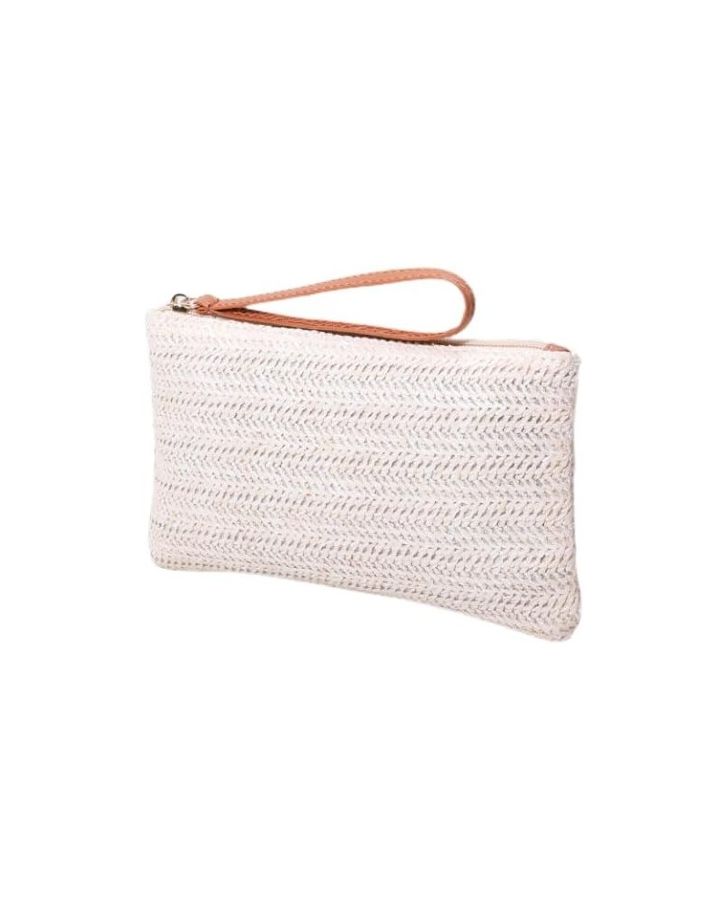 Straw Clutch Bag for Women Straw Handbag Beach Straw Bag Bohemian Zipper Wristlet Bag Beach Straw Purse White $8.09 Wristlets