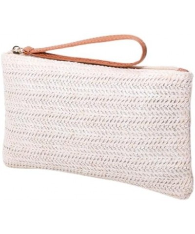 Straw Clutch Bag for Women Straw Handbag Beach Straw Bag Bohemian Zipper Wristlet Bag Beach Straw Purse White $8.09 Wristlets