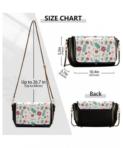 Leaves Floral Pattern Design Stylish Leather Clamshell Crossbody Handbag with Detachable Adjustable shoulder strap $17.60 Cro...