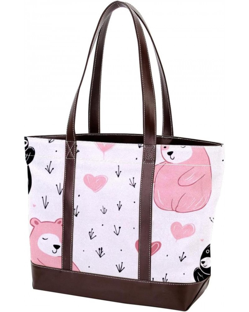 Large Tote Bags for Women, Handbag with Zipper Shoulder Bag, cartoon animals bear $27.34 Totes